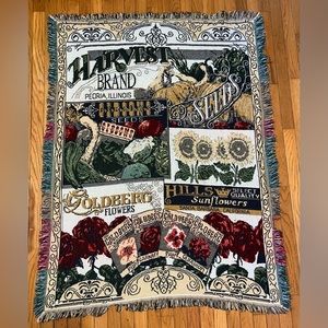 Vintage 90s Harvest Brand Throw Blanket